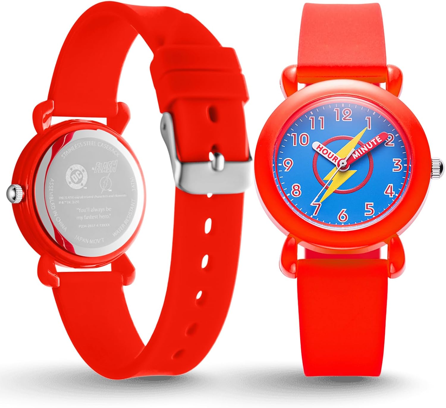 DC Comics The Flash Watch for Kids Ages 4–7 – Featuring Lightning Bolt Hero Dial with Easy-Read Hour & Minute Hands – The Flash Watch for Boys, DC Comics Toys