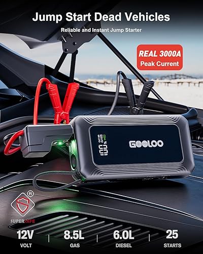 Miniatura 2 de GOOLOO Arrancador G7 3000A con cable integrado, banco de energía portátil para carga rápida de 45 W, caja de salto de litio SuperSafe de 12 V,