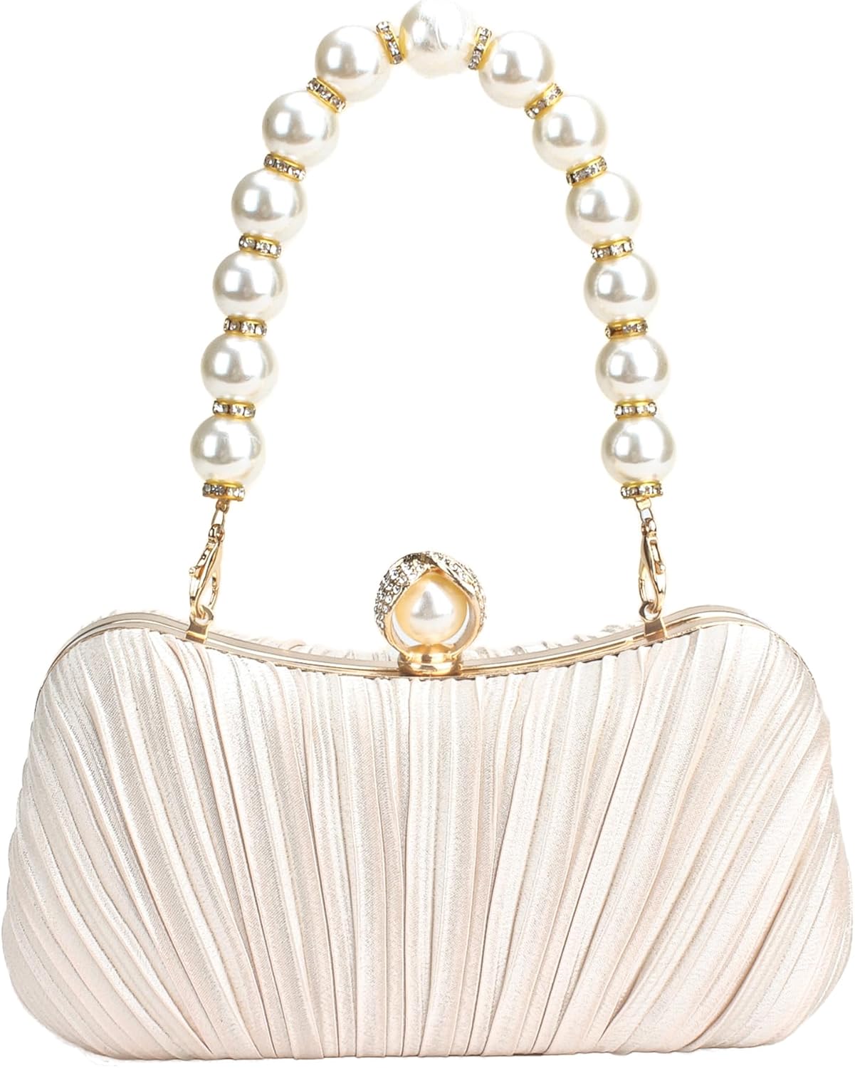 Clutch Purse Satin Pearl Evening Bag Handbag Chain Strap Shoulder Bag