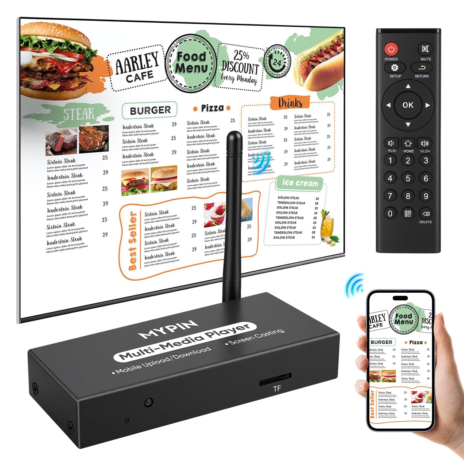 Photo 1 of Advertising Media Player USB Video Player for Digital Signage or TV, Wireless Display Adapter with Screen Mirroring, Screen Rotation, Photo Share Function, Looping and Auto Playback& Easy Setup