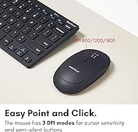 Vista 5 de Macally Pequeño teclado inalámbrico y mouse combinados, un dúo esencial de espacio de trabajo, mouse de teclado inalámbrico 2.4G para PC, mini