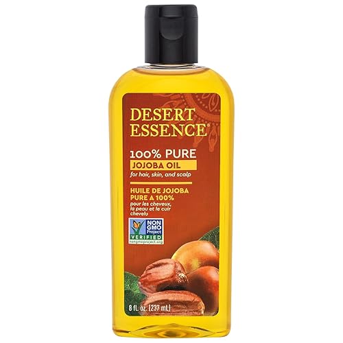 Desert Essence Aceite de jojoba 100% puro  8 onzas líquidas hidratante para cabello, piel y cuero cabelludo  Removedor de maquillaje e hidratante