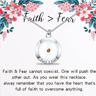Christian Gift Faith Real Mustard Seed Pendant Necklace Let Your Faith Be Bigger Than Your Fear Religious Necklace Encouragement Necklace