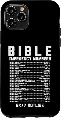 Miniatura 70 de Funda de regalo cristiana para iPhone 11 con números de emergencia bíblica, versículo de Dios Jesús, fe