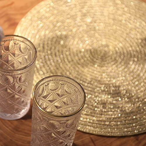 Miniatura 2 de AHHFSMEI Juego de 6 manteles individuales redondos trenzados de 15 pulgadas para mesas de comedor, tejidos naturales, resistentes al calor, juego de