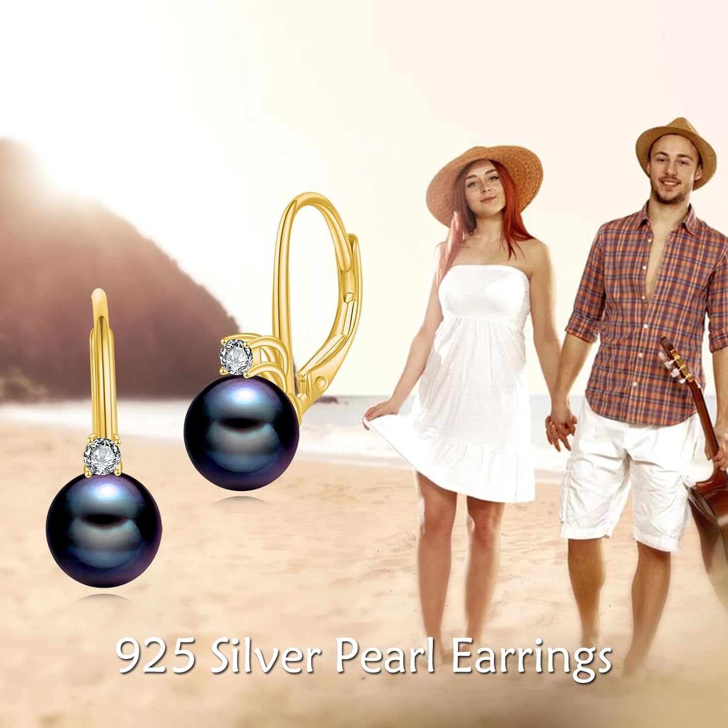 TIGER RIDER Pearl Earrings 925 Sterling Silver Leverback Hypoallergenic Drop Earring Jewelry for Women Birthday Gifts