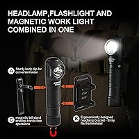 Vista 5 de ACEBEAM Linterna frontal de trabajo, H15 2.0 multifuncional 90 grados de ángulo recto linterna de cabeza 2800 lúmenes altos LED USBC recargable