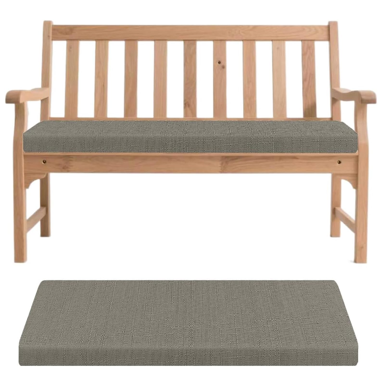 Coussin de banc antidérapant et amovible en lin gris foncé