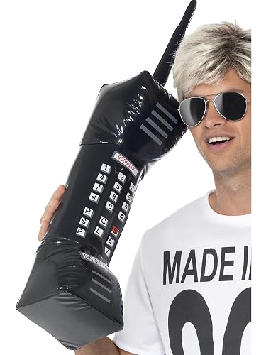 Smiffy's Smiffys Teléfono móvil retro hinchable, negro, 76cm / 30in Halloween, Carnaval