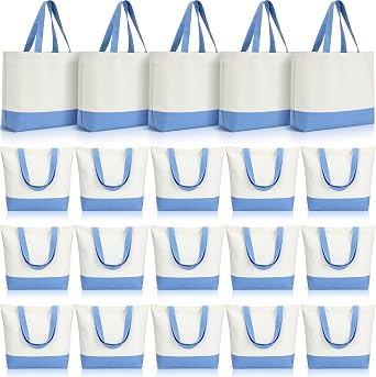 Silkfly 20 Pack Large 18.5 x 15 Canvas Tote Bags Bulk
