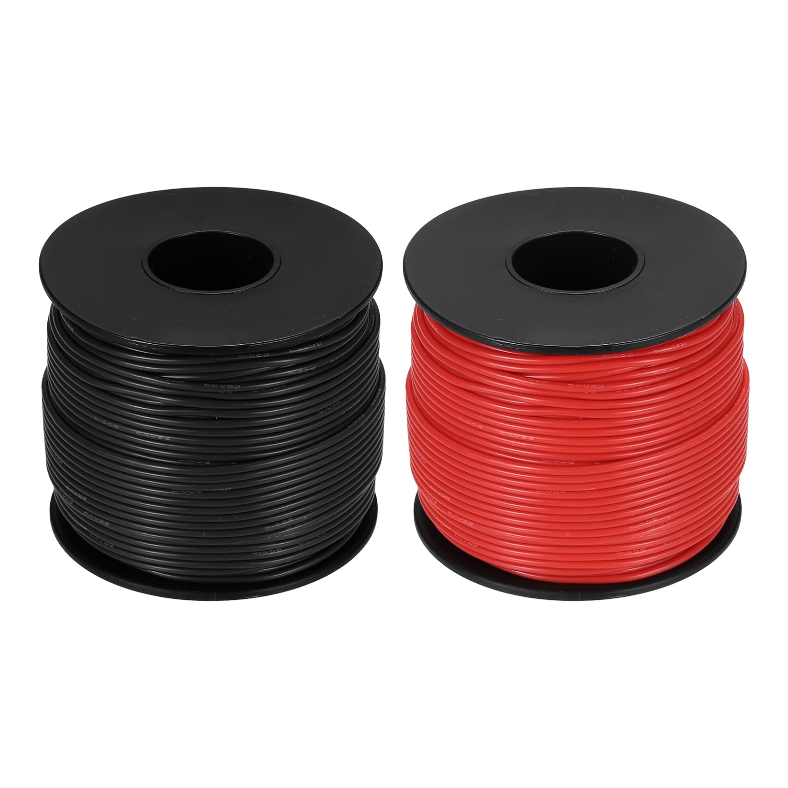 sourcing map 2pcs 22 AWG Silicone Electrical Wire Spool, 22 Gauge 61m/200ft Electrical Wires, 600V 200C Tinned Copper Stranded High Temp Battery Wire for Automotive, RV Inverter - Red & Black — image 1