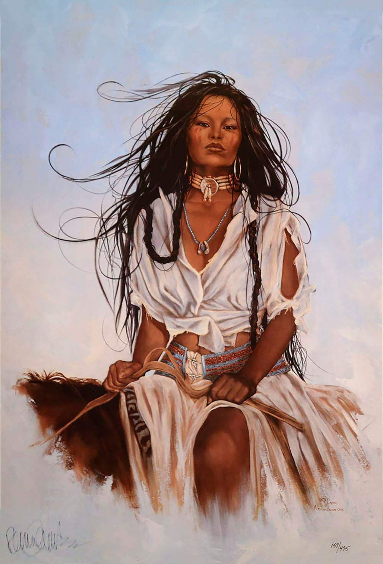 Penni Anne Cross Half Breed I Ach-hua-dlubh S/N LE Canvas Native American Art
