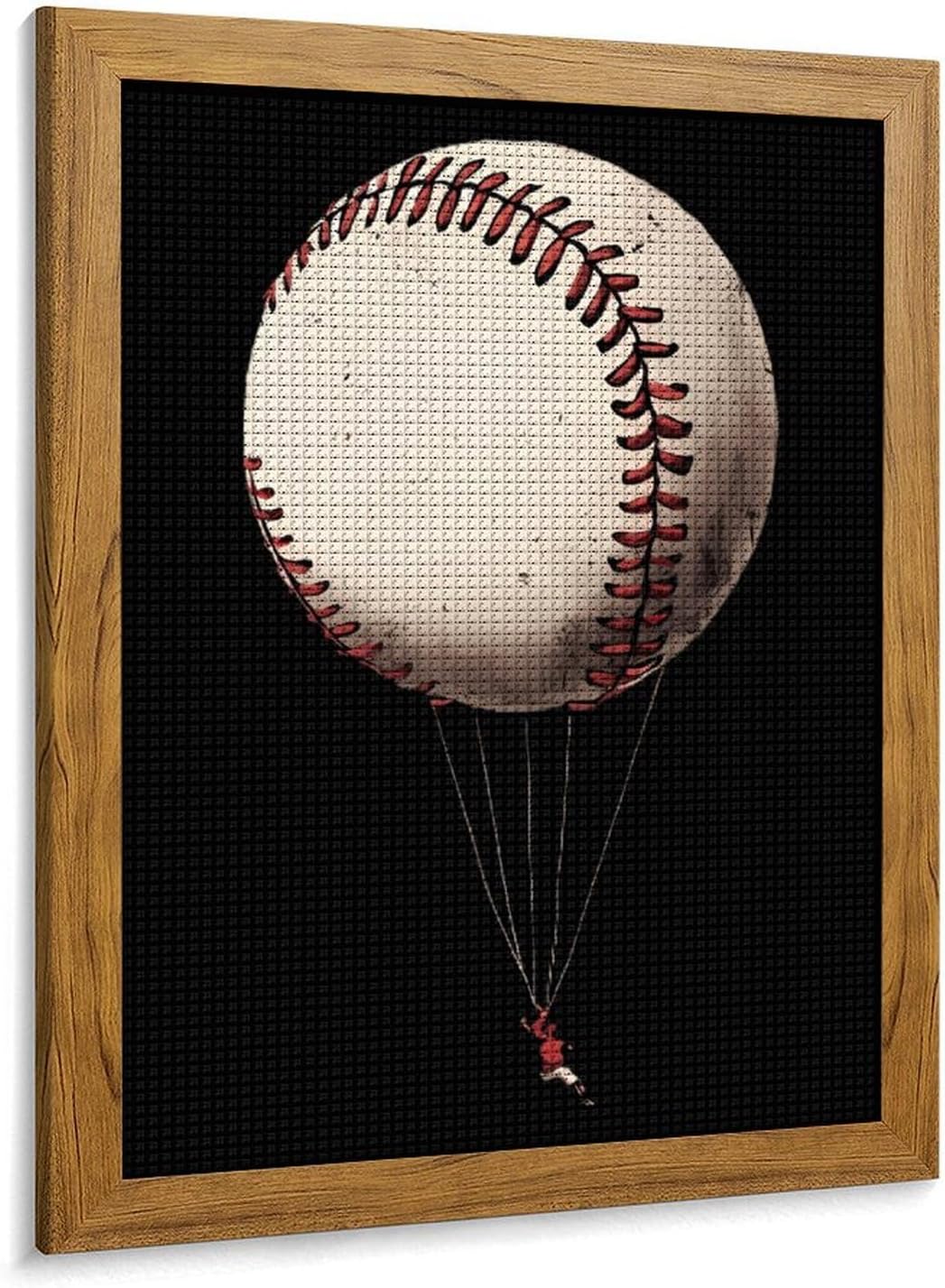 Baseball Hot Air Balloon Diamond 5D Painting Kits with Frame DIY Full Round Drill Gem Art Crafts for Home Wall Decor 16 X 20in Yellow Wood 40 * 50cm