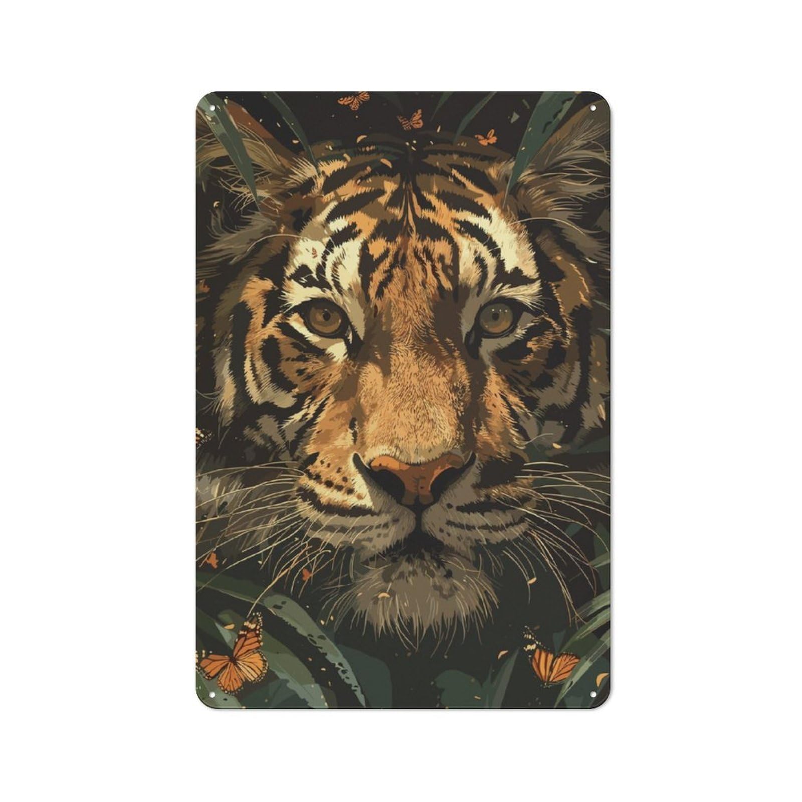 Junmoney Tiger King Industrial Retro Metal Sign 30X20cm, Shed Wall Plaque For Garage, Workshop, Shed Or Utility Room