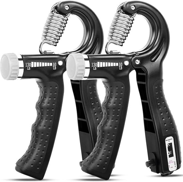 KDG Hand Grip Strengthener 2 Pack Adjustable Resistance 10-130 lbs Forearm ExerciserGrip Strength Trainer for Muscle Building and Injury Recovery for Athletes