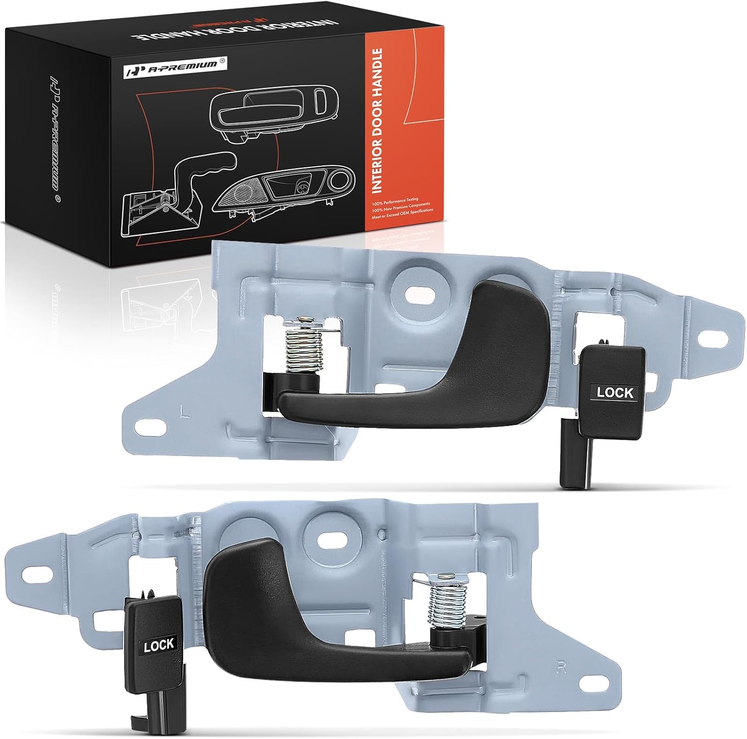 A-Premium Inside Interior Door Handles Compatible with Honda Civic 1992 1993 1994 1995, Black, 2-PC Set, Front Driver and Passenger Side