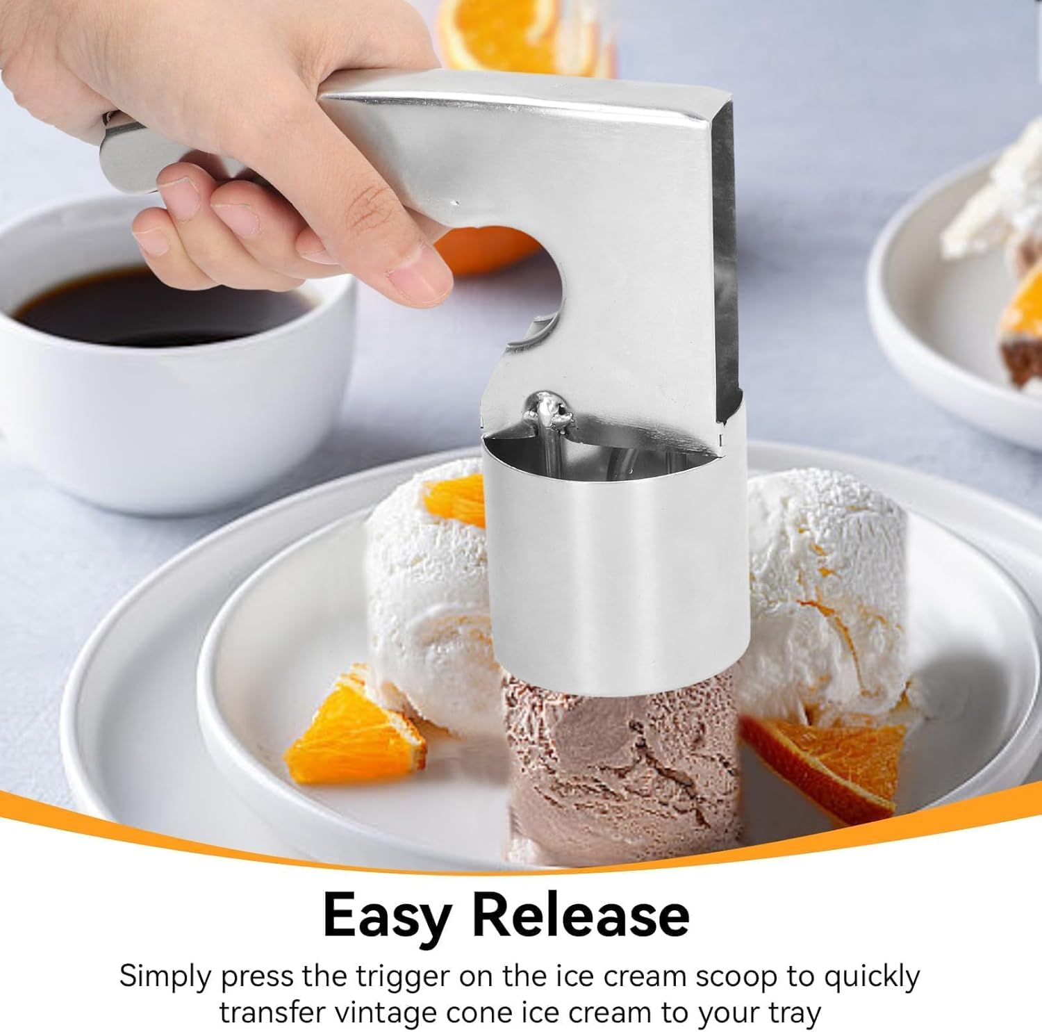 Thrifty Ice Cream Scoop, Easy Release Trigger Cylinder Old Fashioned Ice Cream Scooper Classic Cylindrical Ice Cream Scoop with Trigger for Cream Mashed Potato