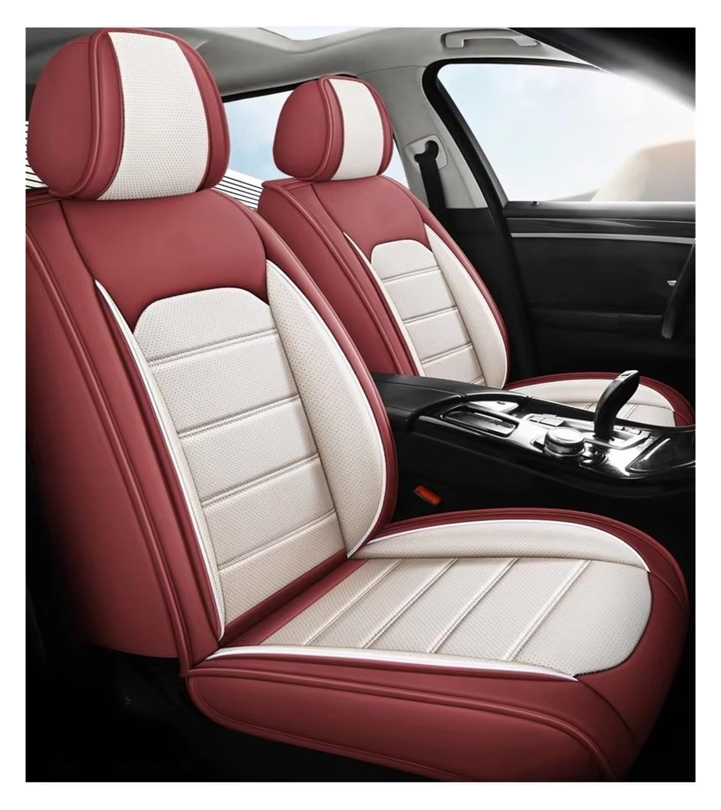 Housse Siege Housses Voiture Universelles Pour Siège Avant 2, Pour SUV Et Berlines, Durables, Respirantes Faciles À Nettoyer Couvre Siège Auto(Red and white)