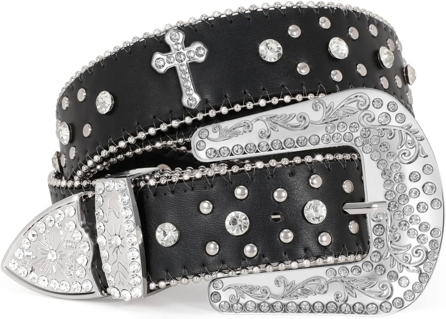 Sparkly Rhinestone Diamond Sequin Studded Belt for Men & Women - Western Cowgirl Cowboy Style