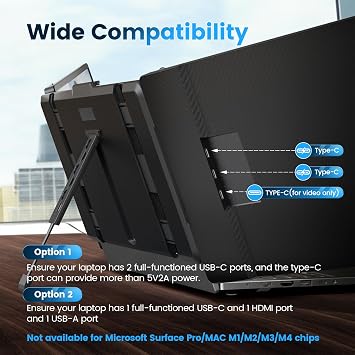 domyfan 14 Laptop Screen Extender, FHD 1080P IPS Triple Portable Monitor for Laptop, HDMI/USB-A/Type-C for Windows, Mac, Android, Chrome, Switch & PS5, Work with 13.3-17 Laptops
