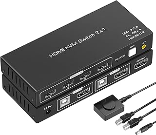 KVM Switch HDMI, 4K@60Hz HDMI KVM Switch 2 Port, avedio links HDMI USB Switch Box for 2PC Share 4 USB Port Keyboard Mouse Printer and One HD Monitor, Desktop Controller and 2 USB B Cable Included