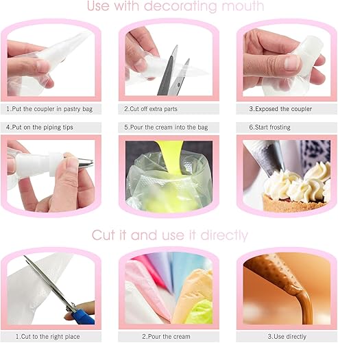 Miniatura 2 de 100 bolsas gruesas para pastelería, bolsas de decoración desechables de 20 pulgadas, bolsas de glaseado antiestallido para cupcakes, galletas y