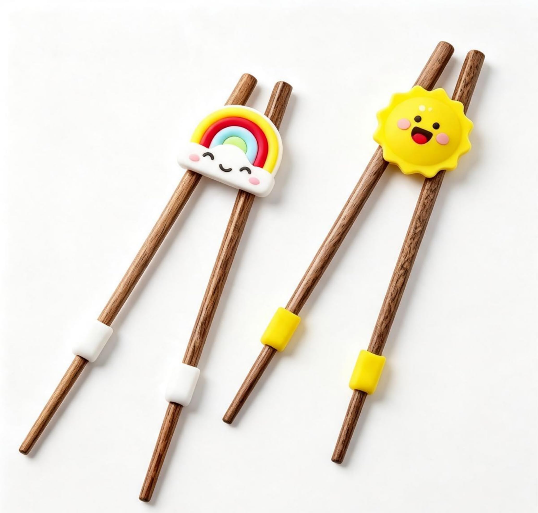 Alwodici 2 Pairs Wooden Training Chopsticks for Kids Beginners 18cm