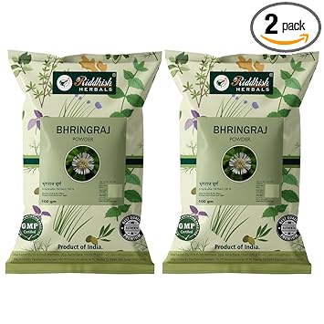 Riddhish HERBALS Natural Bhringraj Powder for Hair, Natural Organic Leaves Herbs, Hair Strengthening, Shine, Conditioning, Pack of 2 (each of 100gm)