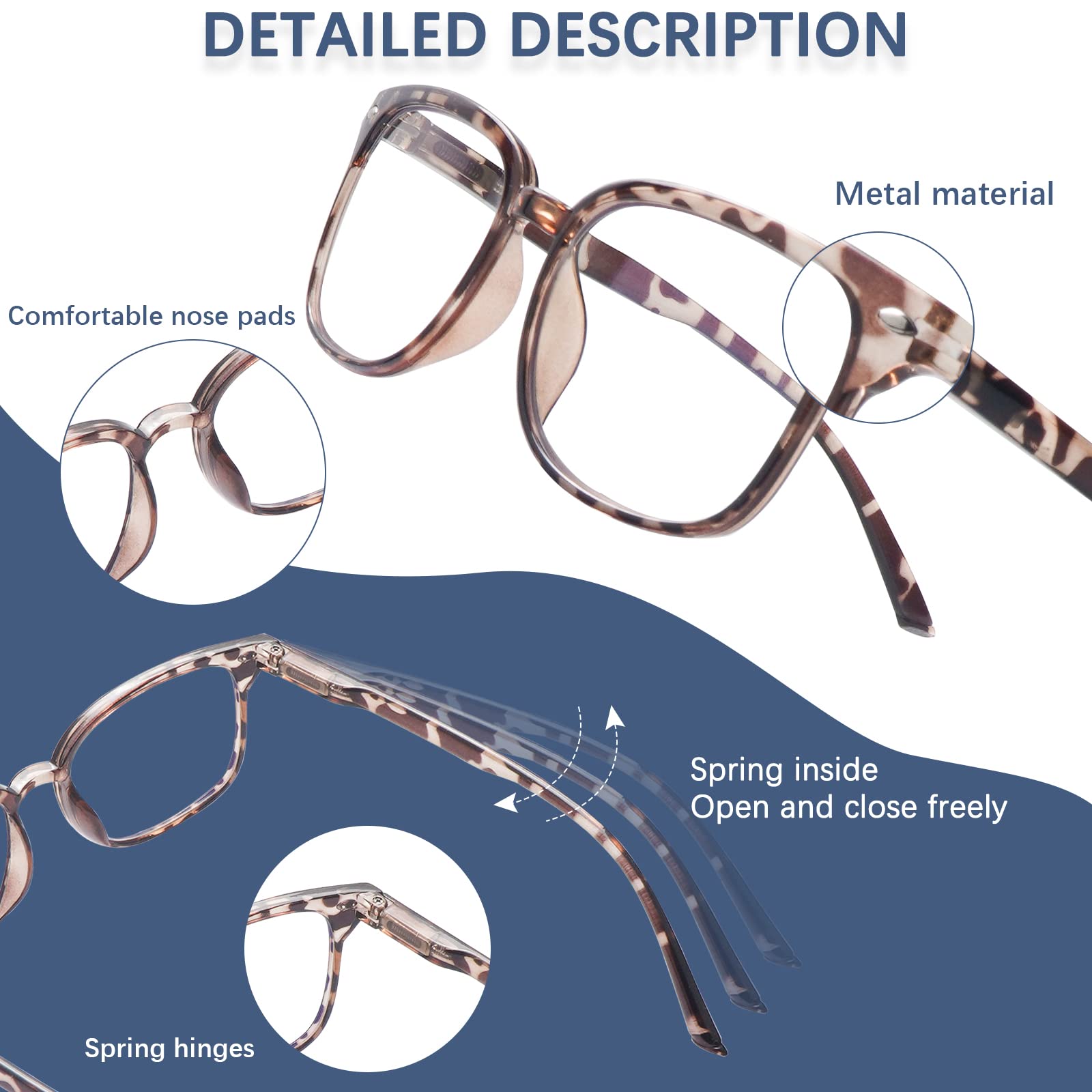 3 gafas de lectura multifocales progresivas con bloqueo de luz azul multifocal para hombre y mujer con bisagra de resorte