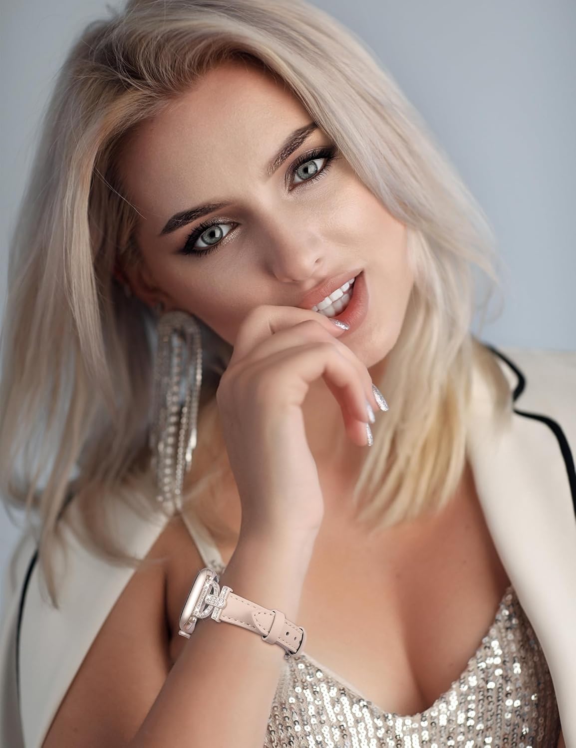 TOYOUTHS Leather Band Compatible with Apple Watch Band Women 38/40/41/42/44/45/46/49mm Dressy Slim Thin Strap D-Shaped Diamond Metal Buckle Bracelet for iWatch Series 11 10 9 8 7 6 5 4 SE/Ultra 3 2 1 - Image 6