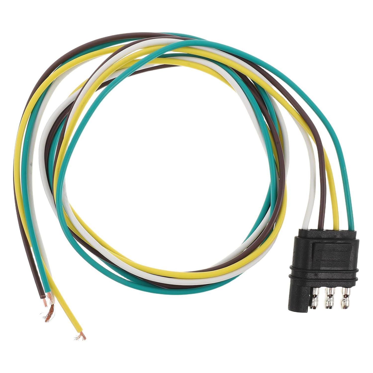 Flat Trailer Wiring Harness 4-Way, 18AWG 4-Pin Plug Connector Extension for Utility Cargo Boat Trailer, Light Wire Pigtail Kit