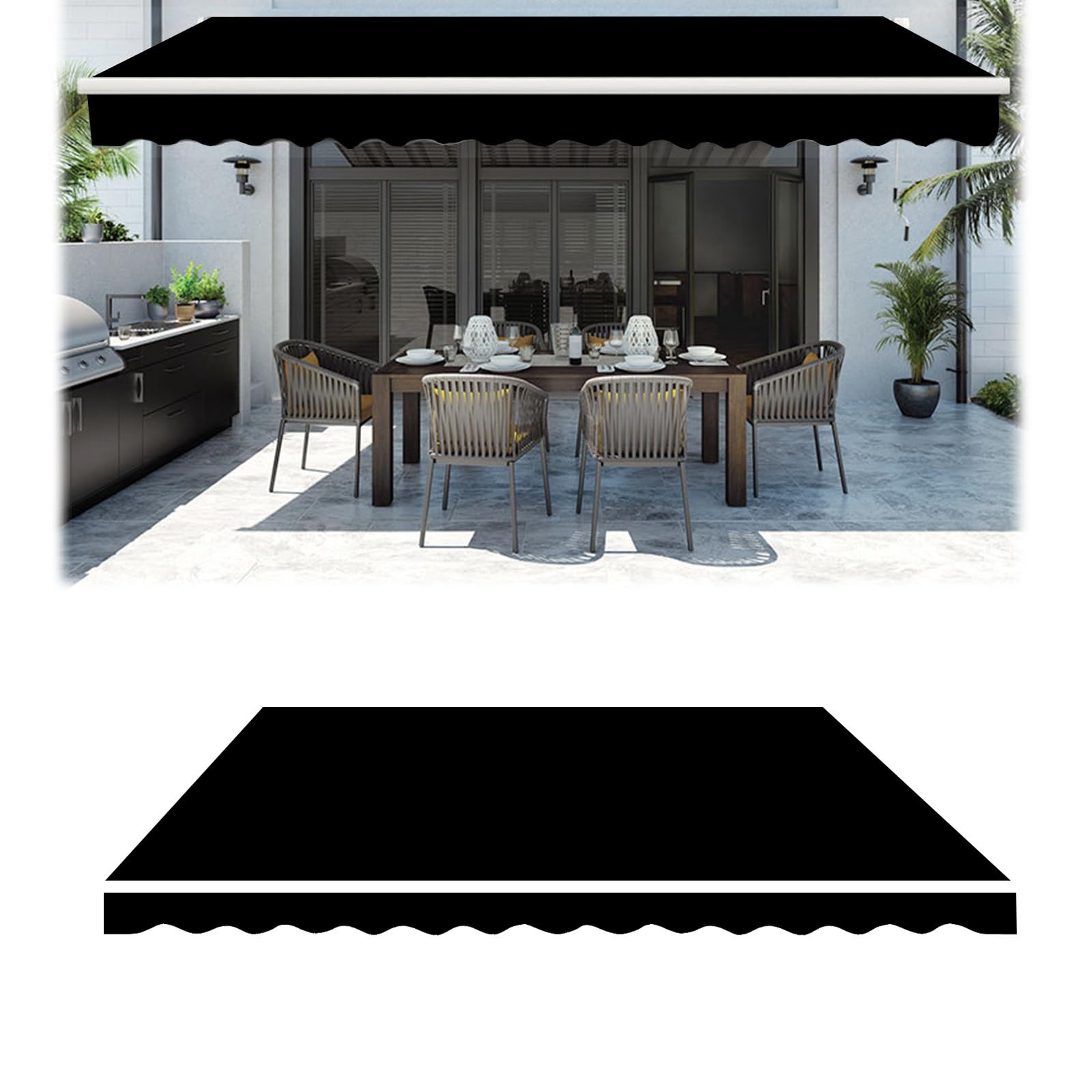 Toile de rechange pour store banne 500x300 cm protégeant la terrasse du soleil