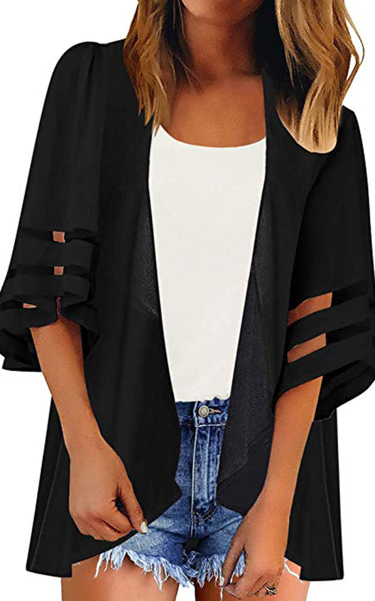 Women's Chiffon Kimono Sheer Cardigans for Women Open Front Floral Kimonos Cardigan Blouse Loose Tops Beach Cover Up