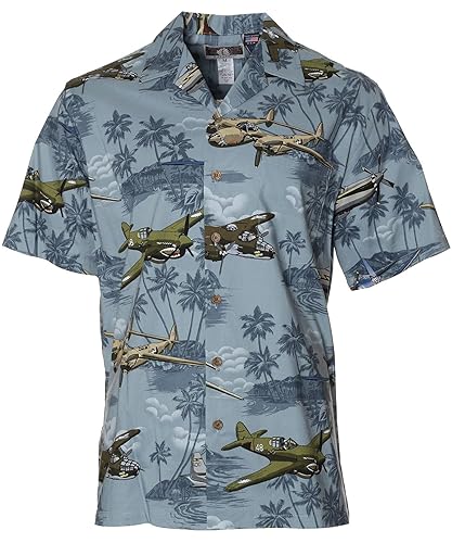 RJC Men's Fighter Airplane Island Haiwaiian Shirt
