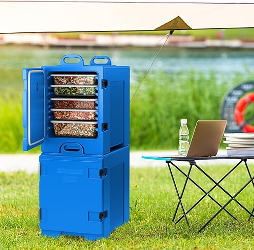 Miniatura 2 de COSTWAY Porta bandejas de alimentos con aislamiento de carga frontal, para 5 sartenes de tamaño completo, capacidad de 81 cuartos de galón, material