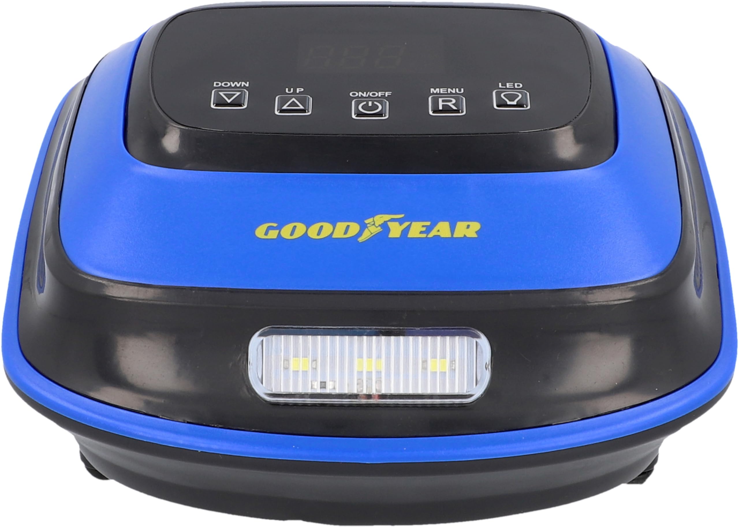 GOODYEAR Sprężarka akumulatorowa 10 bar – mobilna sprężarka powietrza do opon osobowych i pojazdów użytkowych, światło robocze LED, automatyczne wyłączanie, 22 l/min, ładowanie akumulatora USB