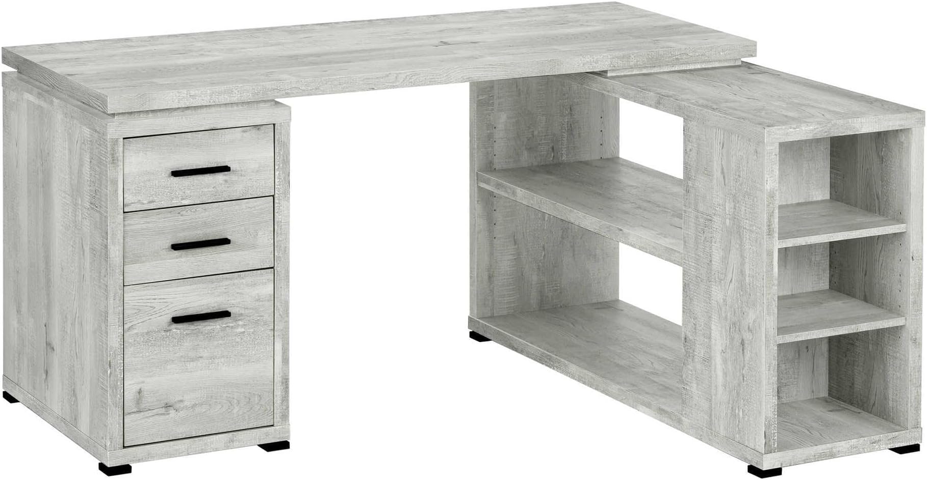Computer Desk L-Shaped Corner Desk with storage - Left or Right Facing - 60"L (Grey Reclaimed Wood Look)