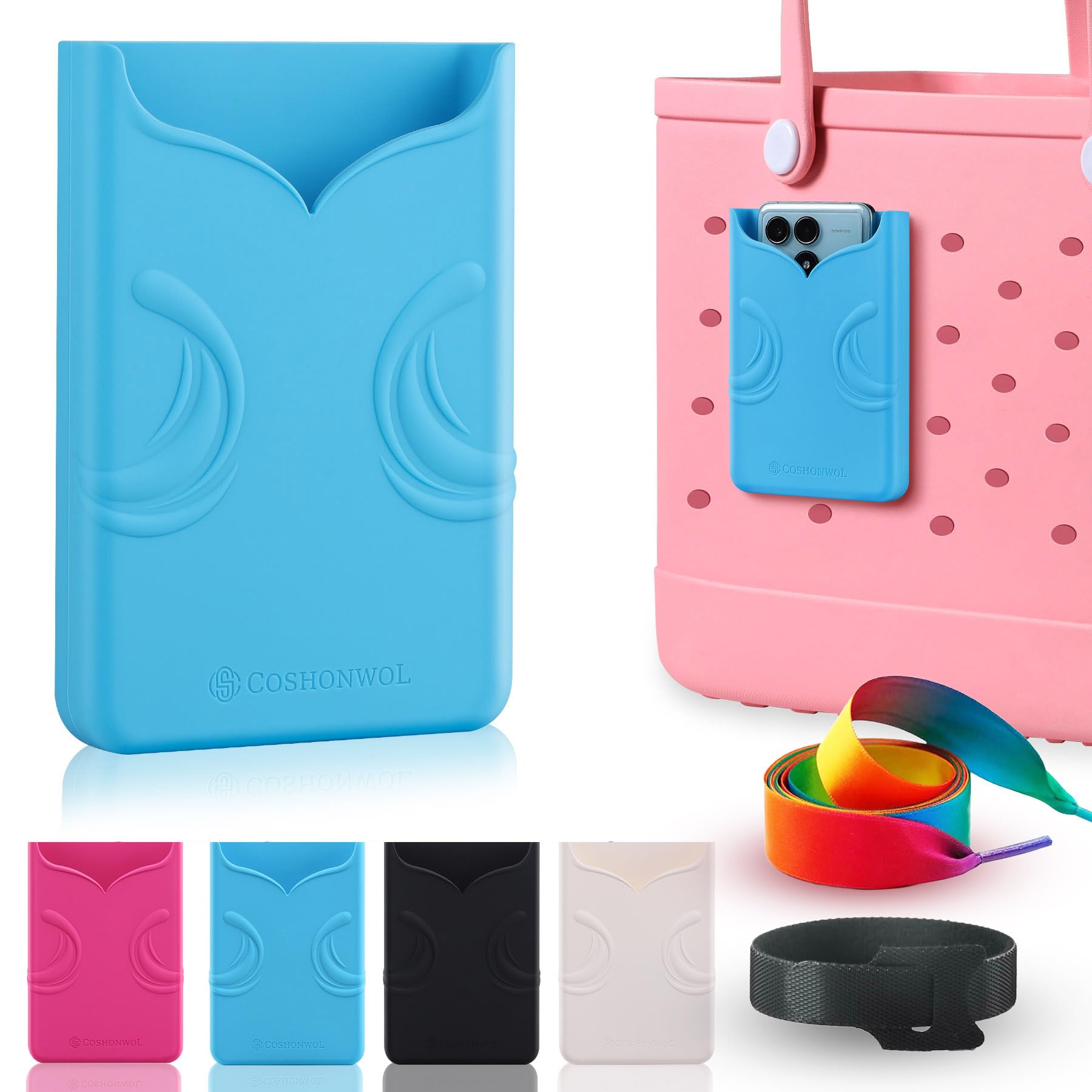 COSHONWOL Silicone Phone Holder for Rubber Beach Bags - Non-Slip Waterproof Phone Case Attachment Accessories, Compatible with Bogg Bags & Simple