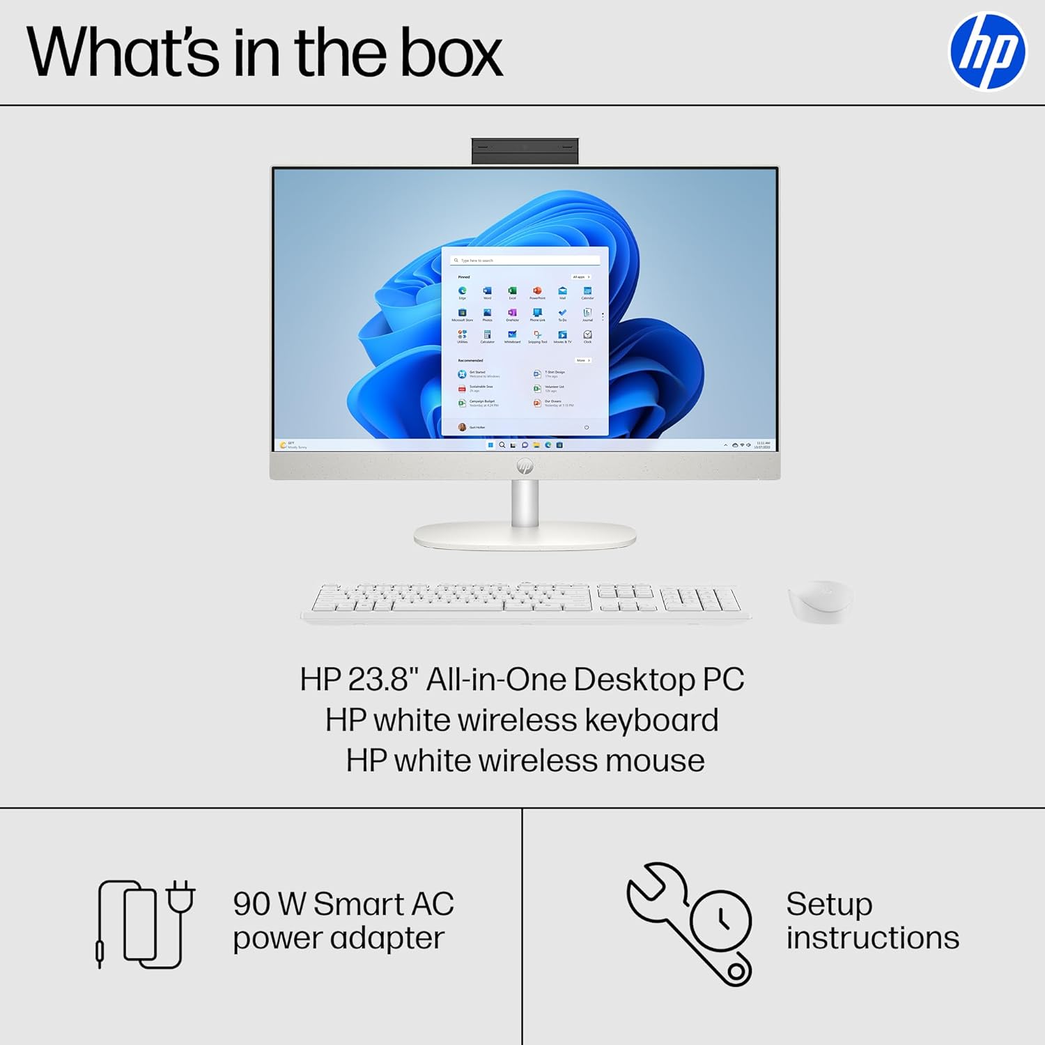 HP 23.8 inch All-in-One Desktop PC, FHD Touchscreen, Intel Core Ultra 5 125U, 8 GB RAM, 512 GB SSD, Intel Graphics, Windows 11 Home, Shell White, 24-cr1170 (2025) image 9 of 13 B0DZV83S2M