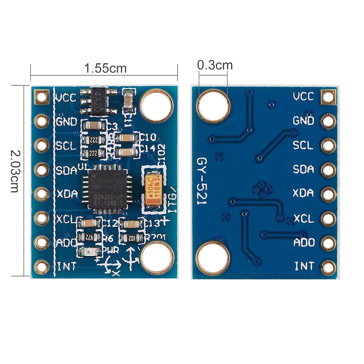 WayinTop 3pcs GY-521 3 Axis Gyroscope and 3 Axis Accelerometer 6DOF Sensor Module 16 Bit AD Converter Data Output IIC I2C for Arduino