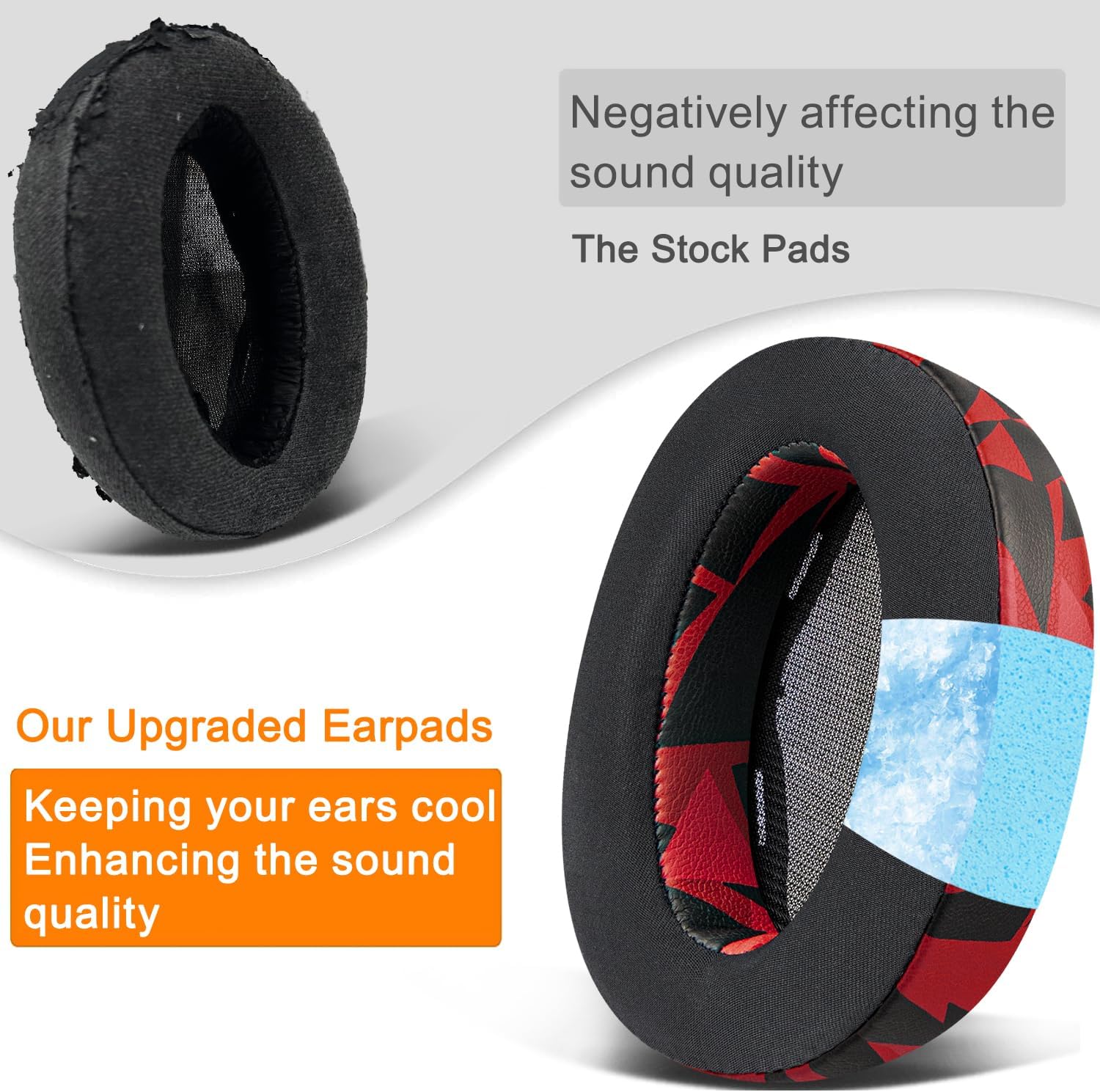 SOULWIT Cooling Gel Replacement Earpads for Sony WH-H910N H910 h.Ear on 3 Wireless Noise-Canceling Headphones, Ear Pads Cushions with Noise Isolation Foam - Red Storm - Image 8
