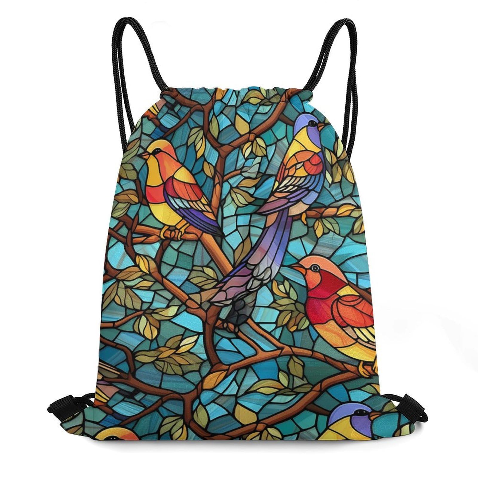 Glass Birds Drawstring Backpack Durable Sport Gym Bags Daypack for Men Women 35 * 42cm