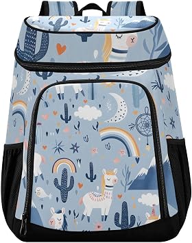Llamas Cacti Alps Mountains Cooler Backpack Cooler Insulated Leak Proof Lunch Backpack 36 Cans Waterproof Soft for Men Women Picnic Hiking Camping Beach