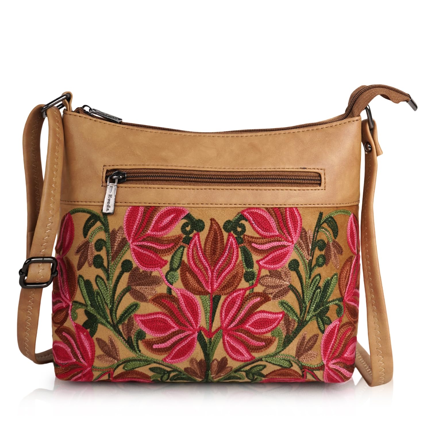EVEDA Synthetic Leather Gorgeous Embroidered Stylish Design Shoulder Crossbody Side Sling Bag For Women