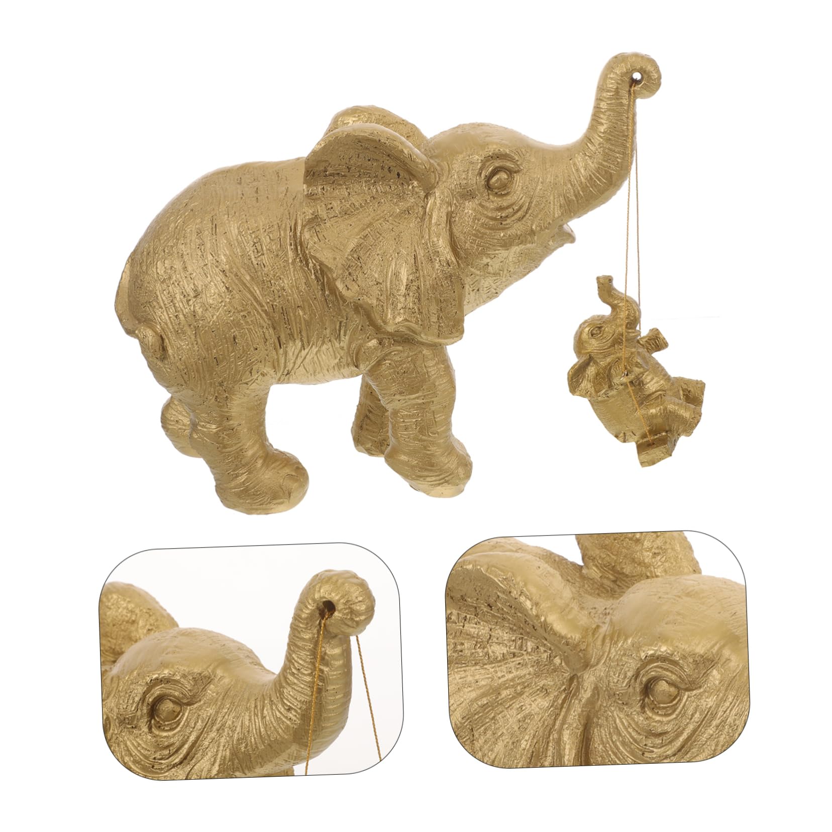 ABOOFAN Figura de Elefante de Resina Dorado, Adorno de Mesa Decorativo