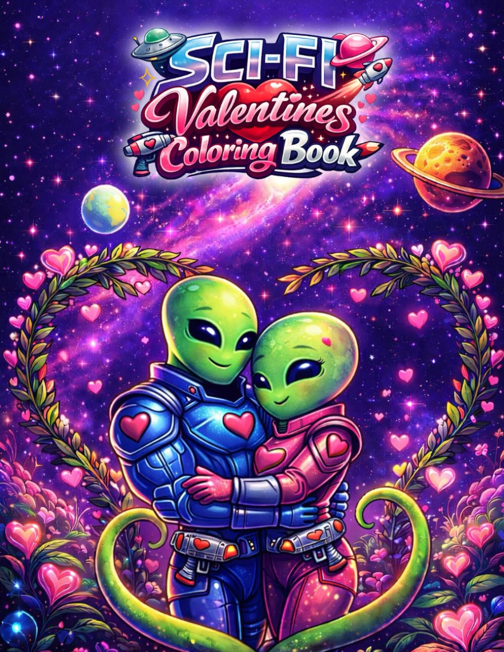 SCI-FI Valentines Coloring Book: Romantic Sci-Fi Coloring Book for Adults & Teens