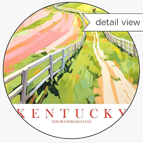 Miniatura 3 de Kentucky Travel Print Bluegrass State Souvenir KY Horses Nature Pink Green Wall Art Retro Poster Landscape Painting (12x16 inches)