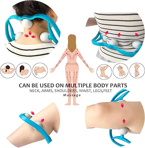 Vista 2 de Masajeador de cuello, masajeador relajante de hombros para alivio del dolor, herramienta de masaje Shiatsu de mano con doble punto de presión