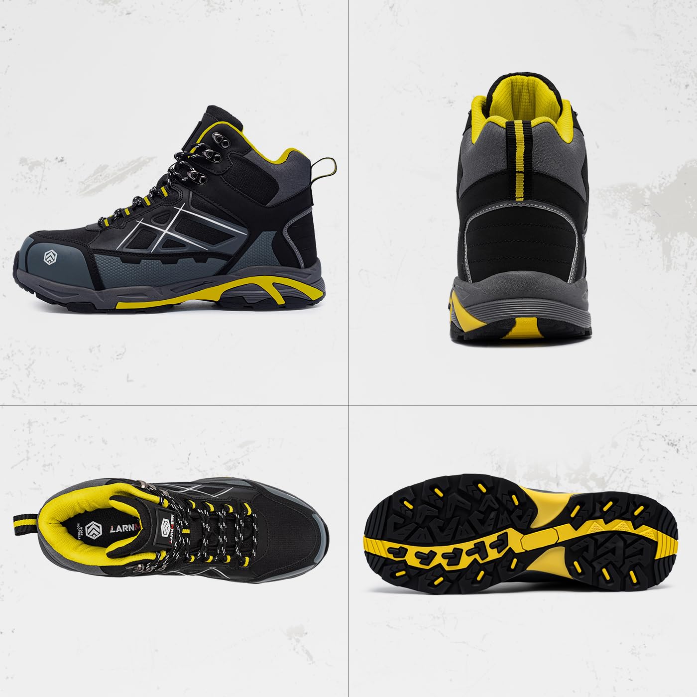 LARNMERN Chaussures de sécurité Hommes Femmes Montante Antidérapant Embout en Acier Antistatique Chaussures de Travail Légère Respirant