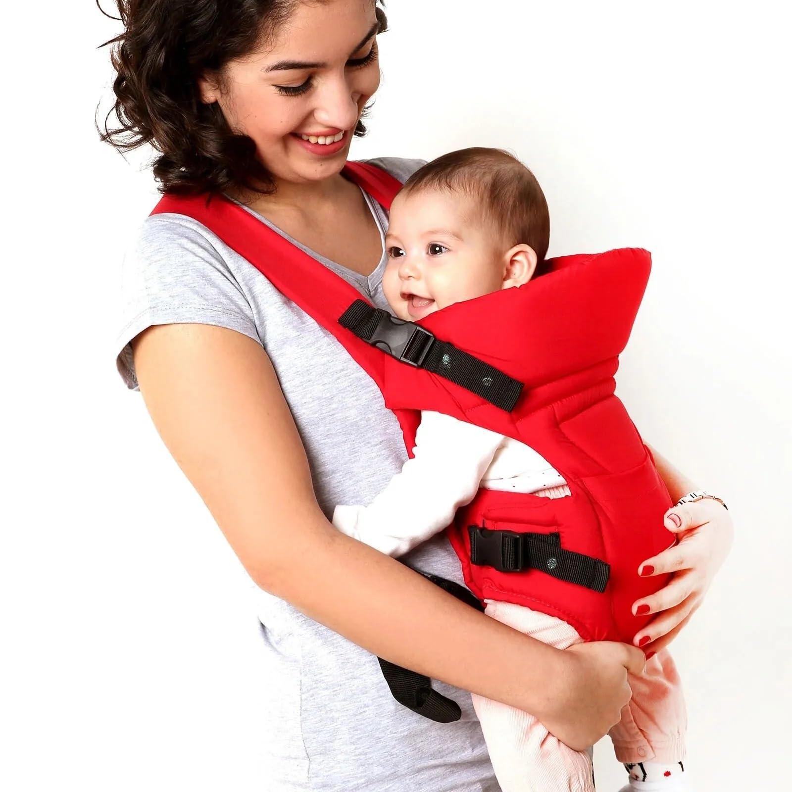 BABIES BLOOM Baby Carrier Bag for 0 to 18 Months Baby Carrier Cum Kangaroo Bag Lightweight & Travel Friendly Front and Back Carrier Position Padded Neck & Shoulder Support (Red)-image-32